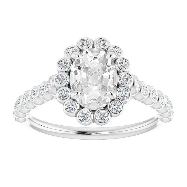 HarryChadEntcom Rings 14K Gold Halo Ring Oval Old Mine Cut Natural Earth Mined Diamond Bezel Set 7 Carats HarryChadEntcom Rings 14K Gold Halo Ring Oval Old Mine Cut Natural Earth Mined Diamond Bezel Set 7 Carats