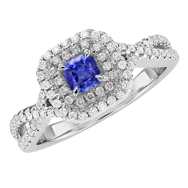 HarryChadEntcom Rings Blue Sapphire Halo Natural Earth Mined Diamond Radiant Shape Ring Twisted Shank 350 Carat HarryChadEntcom Rings Blue Sapphire Halo Natural Earth Mined Diamond Radiant Shape Ring Twisted Shank 350 Carat