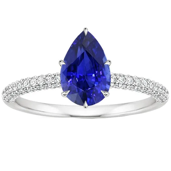 HarryChadEntcom Rings Blue Sapphire Ring With Natural Earth Mined Diamond Accents Pear Cut Gemstone 5 Carats HarryChadEntcom Rings Blue Sapphire Ring With Natural Earth Mined Diamond Accents Pear Cut Gemstone 5 Carats