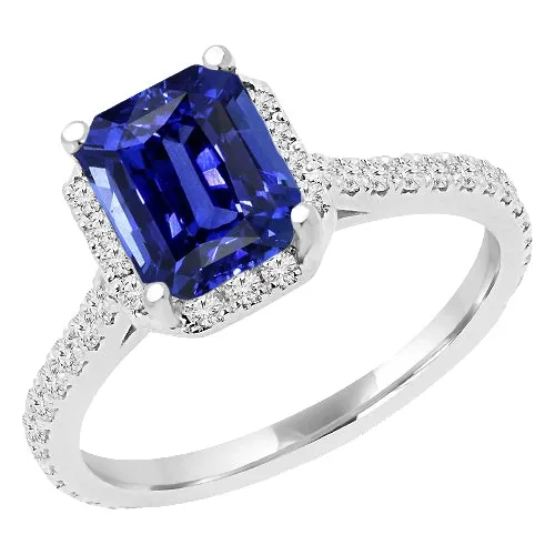 HarryChadEntcom Rings Emerald Gemstone Natural Earth Mined Diamond Halo Sapphire Ring 4 Carats Round Accents 14K HarryChadEntcom Rings Emerald Gemstone Natural Earth Mined Diamond Halo Sapphire Ring 4 Carats Round Accents 14K