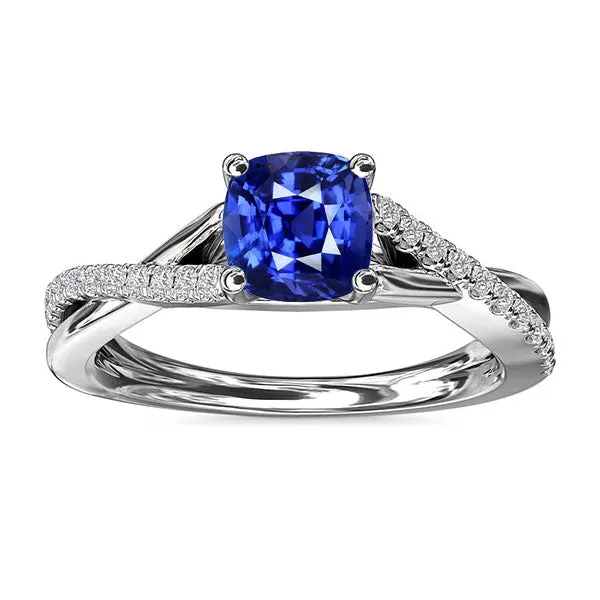 HarryChadEntcom Rings Gemstone Jewelry Cushion Sapphire Ring Twisted Shank 250 Carats HarryChadEntcom Rings Gemstone Jewelry Cushion Sapphire Ring Twisted Shank 250 Carats