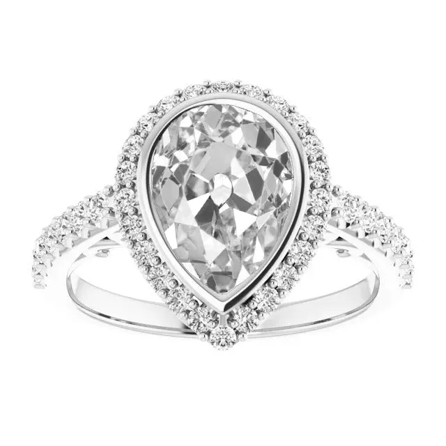 HarryChadEntcom Rings Halo Round Pear Old Mine Cut Natural Earth Mined Diamond Ring Bezel Set 675 Carats HarryChadEntcom Rings Halo Round Pear Old Mine Cut Natural Earth Mined Diamond Ring Bezel Set 675 Carats