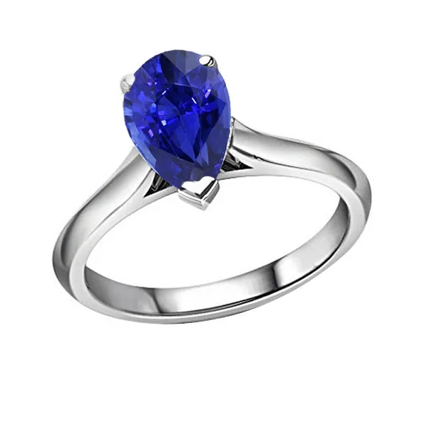HarryChadEntcom Rings Ladies Jewelry Solitaire Pear Cut Ceylon Sapphire Ring 2 Carats HarryChadEntcom Rings Ladies Jewelry Solitaire Pear Cut Ceylon Sapphire Ring 2 Carats