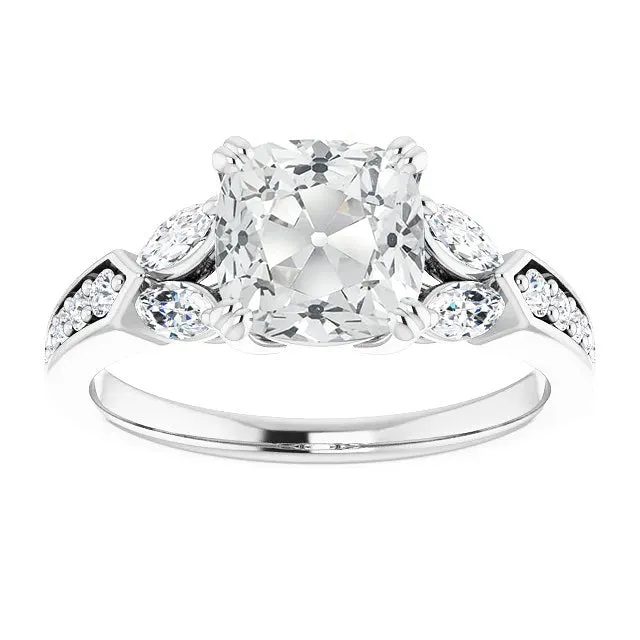 HarryChadEntcom Rings Marquise Cushion Old Mine Cut Natural Earth Mined Diamond Ring With Accents 9 Carats HarryChadEntcom Rings Marquise Cushion Old Mine Cut Natural Earth Mined Diamond Ring With Accents 9 Carats