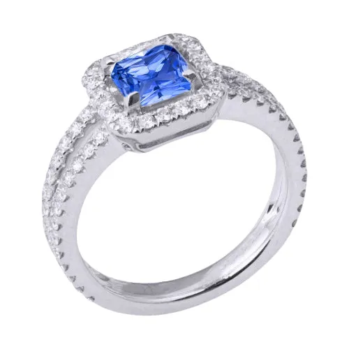HarryChadEntcom Rings Natural Earth Mined Diamond Halo Radiant Sapphire Ring Double Shank 3 Carats Gold Jewelry HarryChadEntcom Rings Natural Earth Mined Diamond Halo Radiant Sapphire Ring Double Shank 3 Carats Gold Jewelry