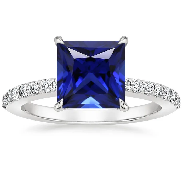 HarryChadEntcom Rings Natural Earth Mined Diamond Ring Sri Lankan Sapphire 550 Carats Princess Cut with Accents HarryChadEntcom Rings Natural Earth Mined Diamond Ring Sri Lankan Sapphire 550 Carats Princess Cut with Accents
