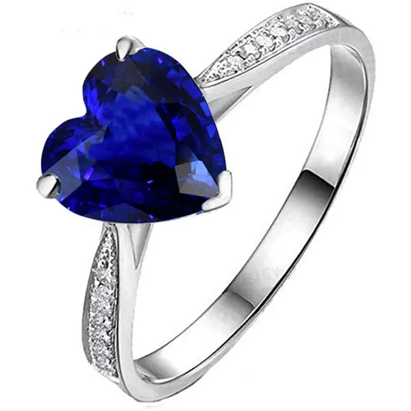 HarryChadEntcom Rings Natural Earth Mined Diamond Solitaire With Accents Heart Ceylon Sapphire Ring 350 Carats HarryChadEntcom Rings Natural Earth Mined Diamond Solitaire With Accents Heart Ceylon Sapphire Ring 350 Carats