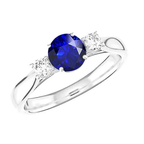 HarryChadEntcom Rings Natural Earth Mined Diamond Three Stone Ring Round Blue Sapphire 2 Carats HarryChadEntcom Rings Natural Earth Mined Diamond Three Stone Ring Round Blue Sapphire 2 Carats