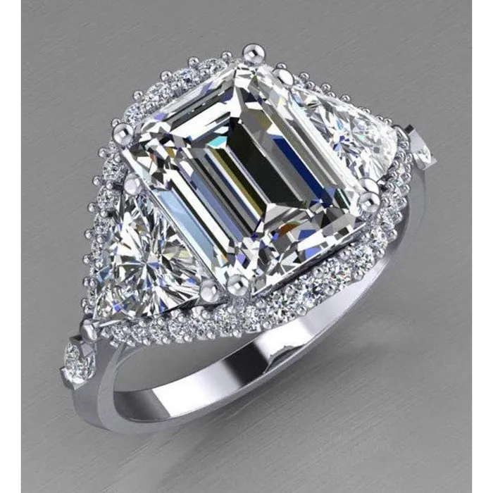 HarryChadEntcom Rings Real Emerald Trillion Natural Earth Mined Diamond Engagement Ring 395 Carats Brilliant Cut HarryChadEntcom Rings Real Emerald Trillion Natural Earth Mined Diamond Engagement Ring 395 Carats Brilliant Cut