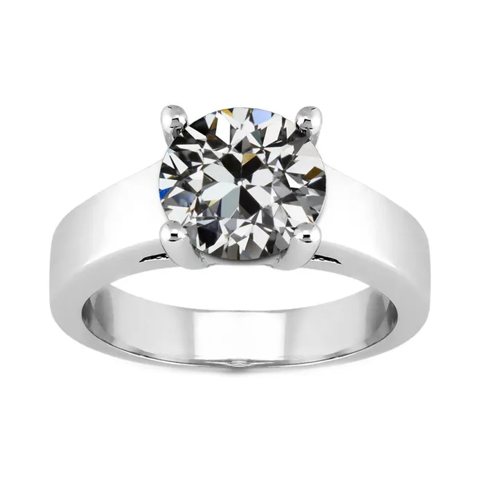 HarryChadEntcom Rings Round Old Mine Cut Solitaire Natural Diamond Ring 3 Carats Four Prong HarryChadEntcom Rings Round Old Mine Cut Solitaire Natural Diamond Ring 3 Carats Four Prong
