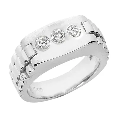 HarryChadEntcom Rings Three Stone Gypsy Mens Ring Gents 150 Carats Round Natural Earth Mined Diamonds HarryChadEntcom Rings Three Stone Gypsy Mens Ring Gents 150 Carats Round Natural Earth Mined Diamonds