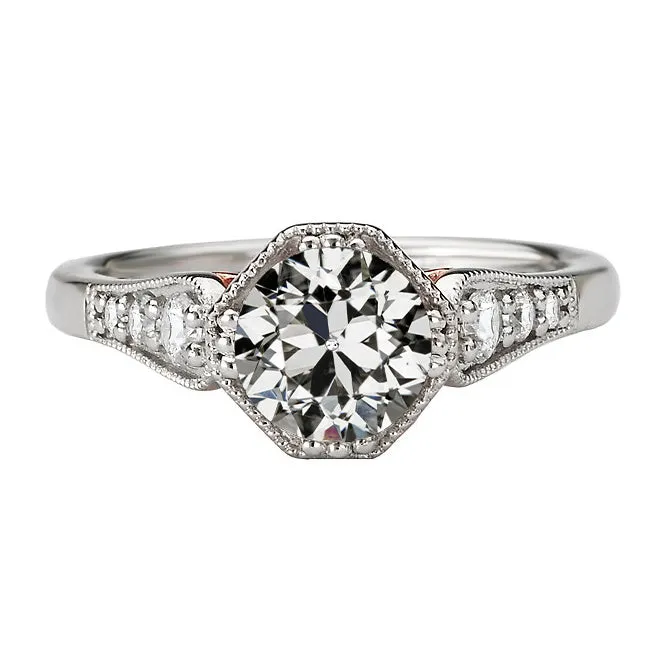 HarryChadEntcom Round Earth Mined Diamond Old Cut Milgrain White Gold Ring 250 Carats Rings HarryChadEntcom Round Earth Mined Diamond Old Cut Milgrain White Gold Ring 250 Carats Rings