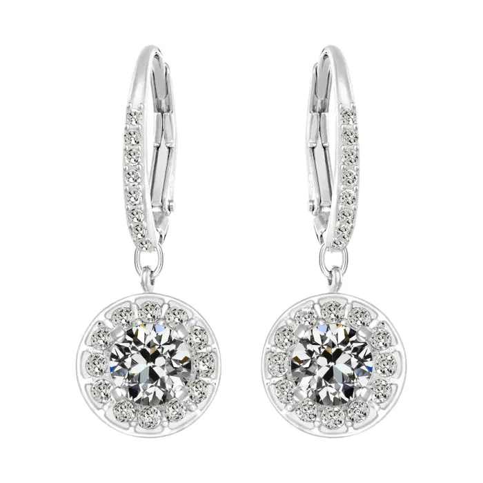 HarryChadEntcom Round Old European Mined Diamond Halo Dangle Earrings 4 Carats Jewelry Earrings HarryChadEntcom Round Old European Mined Diamond Halo Dangle Earrings 4 Carats Jewelry Earrings
