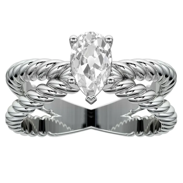 HarryChadEntcom Solitaire Ring Old Cut Pear Natural Earth Mined Diamond Split Shank 225 Carats Rope Style Rings HarryChadEntcom Solitaire Ring Old Cut Pear Natural Earth Mined Diamond Split Shank 225 Carats Rope Style Rings