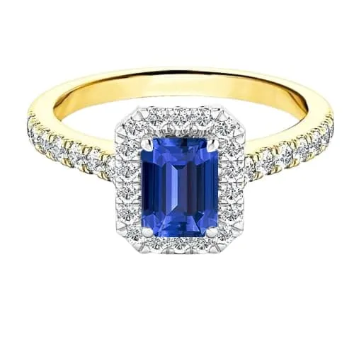 HarryChadEntcom Two Tone Halo Emerald Sapphire Ring 3 Carats Natural Earth Mined Diamond Accents Rings HarryChadEntcom Two Tone Halo Emerald Sapphire Ring 3 Carats Natural Earth Mined Diamond Accents Rings