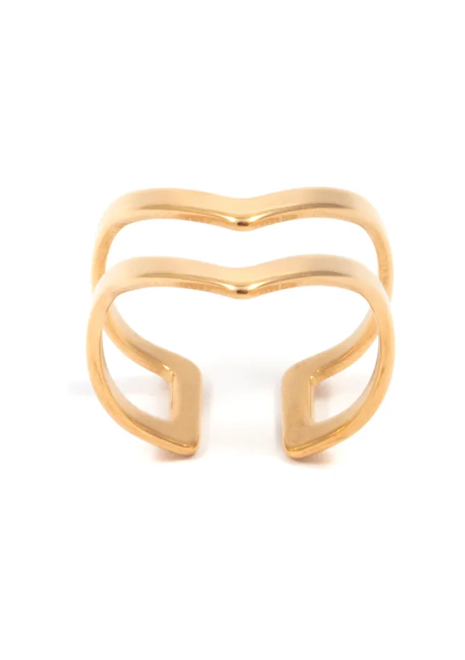Hey Happiness Double Chevron Ring Band Gold Rings Hey Happiness Double Chevron Ring Band Gold Rings