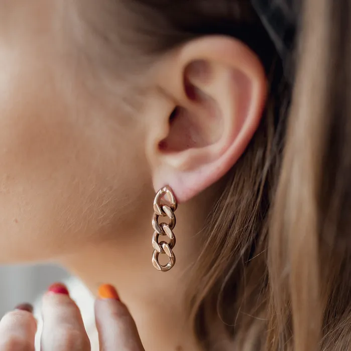 Hey Happiness Earrings Chunky Curb Chain Dangle Earrings Rose Gold Hey Happiness Earrings Chunky Curb Chain Dangle Earrings Rose Gold