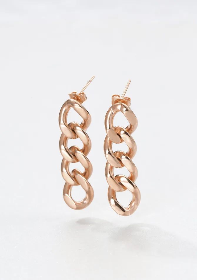 Hey Happiness Earrings Chunky Curb Chain Dangle Earrings Rose Gold Hey Happiness Earrings Chunky Curb Chain Dangle Earrings Rose Gold