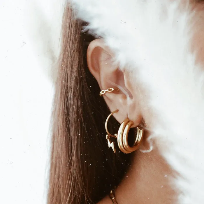 Hey Happiness Earrings Double Curve Hoop Earrings Gold Hey Happiness Earrings Double Curve Hoop Earrings Gold