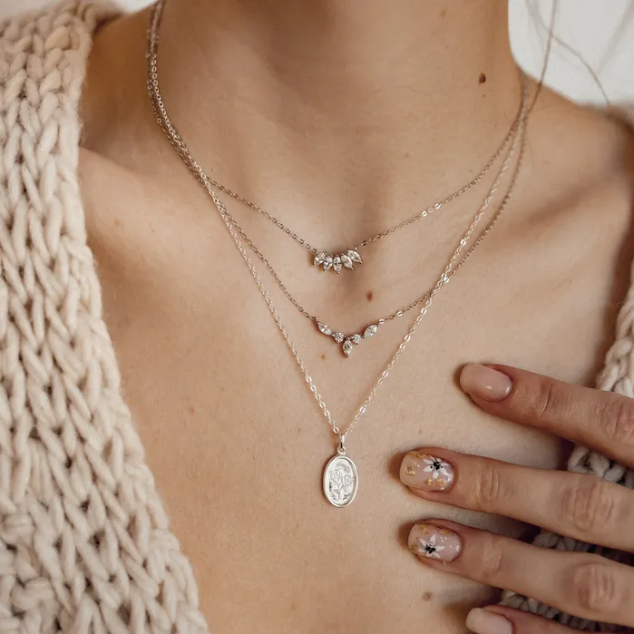 Hey Happiness Necklaces Gemstone Crown Necklace Sterling Silver Hey Happiness Necklaces Gemstone Crown Necklace Sterling Silver