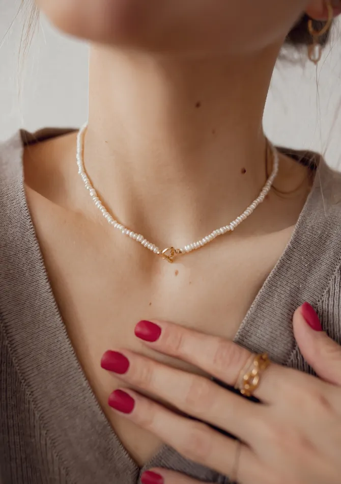 Hey Happiness Necklaces Pearl Heart Sterling Silver Clasp Choker Necklace Gold Hey Happiness Necklaces Pearl Heart Sterling Silver Clasp Choker Necklace Gold