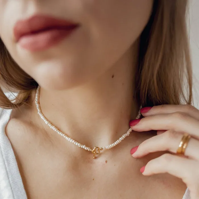 Hey Happiness Necklaces Pearl Heart Sterling Silver Clasp Choker Necklace Gold Hey Happiness Necklaces Pearl Heart Sterling Silver Clasp Choker Necklace Gold