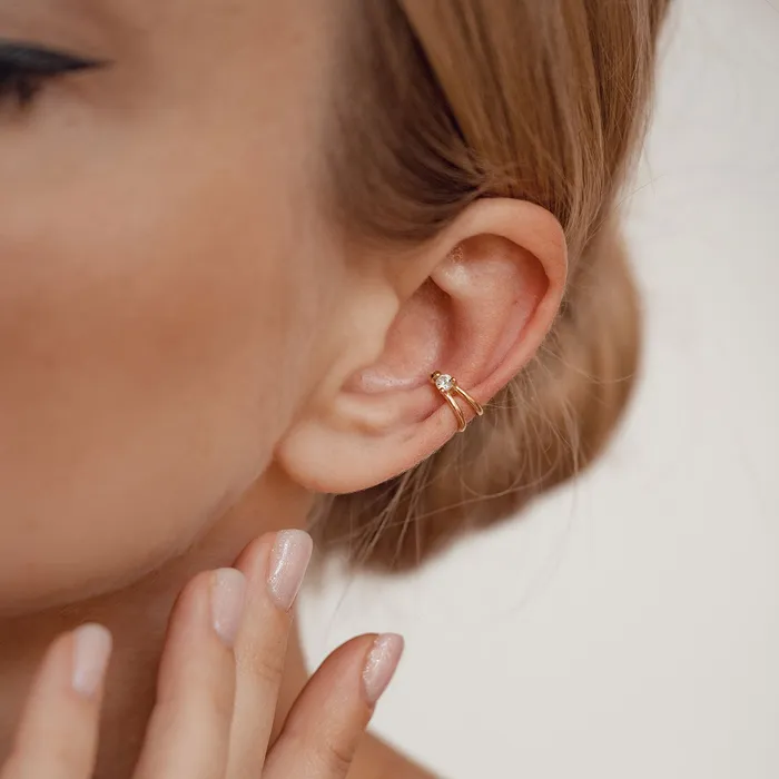 Holding Gem Ear Cuff Sterling Silver Gold Hey Happiness Earrings Holding Gem Ear Cuff Sterling Silver Gold Hey Happiness Earrings