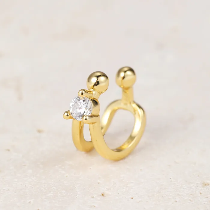 Holding Gem Ear Cuff Sterling Silver Gold Hey Happiness Earrings Holding Gem Ear Cuff Sterling Silver Gold Hey Happiness Earrings
