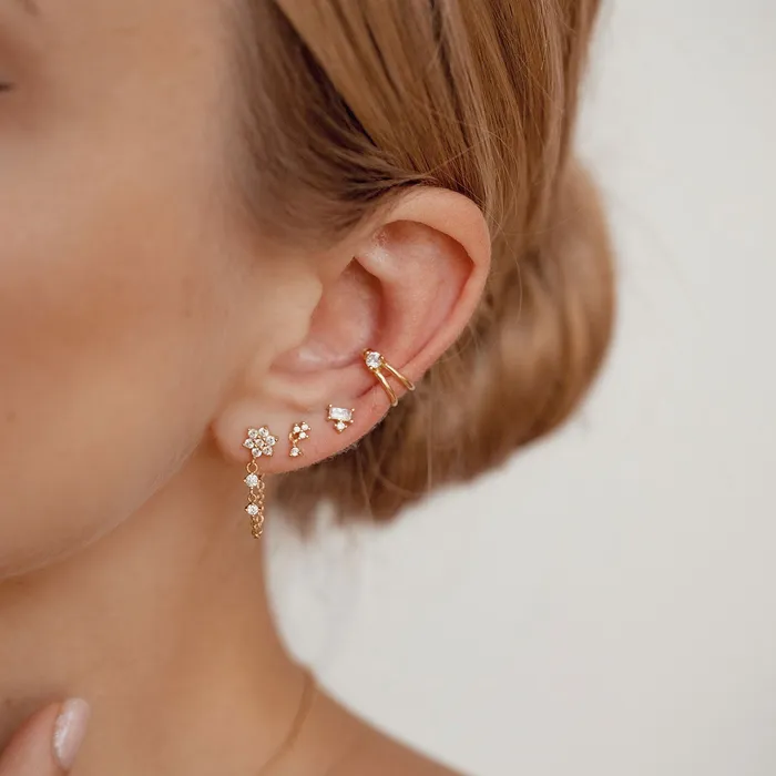 Holding Gem Ear Cuff Sterling Silver Gold Hey Happiness Earrings Holding Gem Ear Cuff Sterling Silver Gold Hey Happiness Earrings