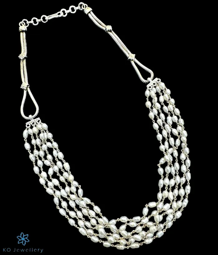 Jaipur Necklaces The Naina Silver Pearl Necklace