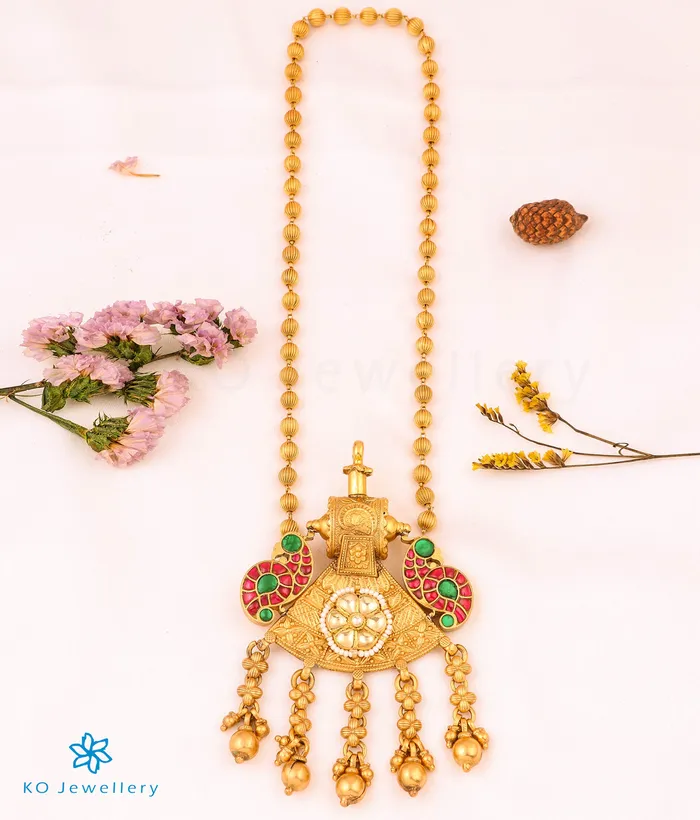 Kundan Necklaces The Nidaka Antique Silver Kundan Peacock Necklace