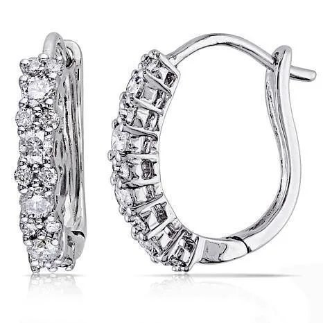Ladies Hoop Earrings 260 Carats Round Cut Real Natural Earth Mined Diamonds 14K White Gold GB Earrings Ladies Hoop Earrings 260 Carats Round Cut Real Natural Earth Mined Diamonds 14K White Gold GB Earrings