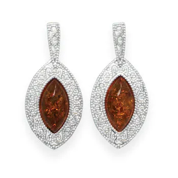 MMA Earrings MMA Baltic Amber Scroll Design Earrings