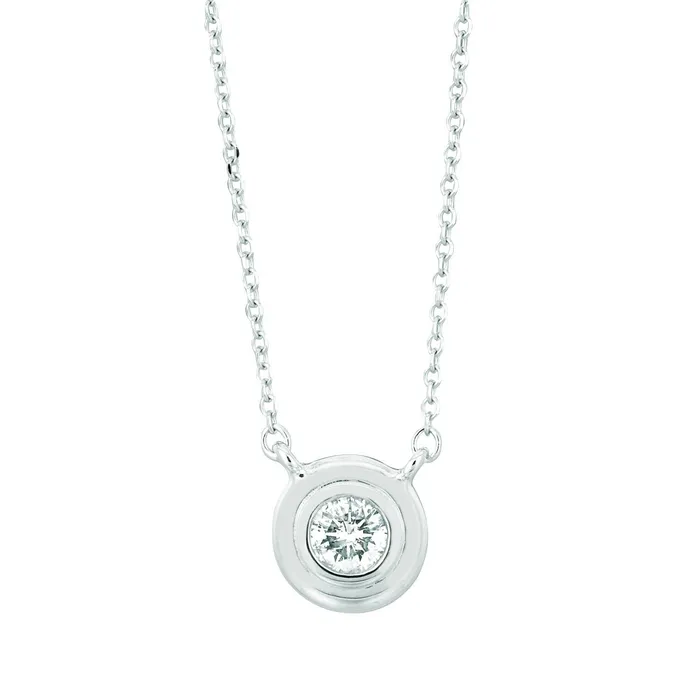 Natural Earth Mined Diamond Solitaire Bezel Necklace Pendant 050 Carats 14K White Gold GB Necklaces Natural Earth Mined Diamond Solitaire Bezel Necklace Pendant 050 Carats 14K White Gold GB Necklaces