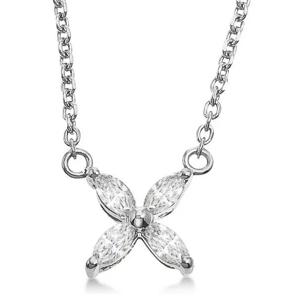 Necklaces GB 2 Carats Marquise Cut Genuine Natural Earth Mined Diamond Flower Style Pendant 14K White Gold Necklaces GB 2 Carats Marquise Cut Genuine Natural Earth Mined Diamond Flower Style Pendant 14K White Gold
