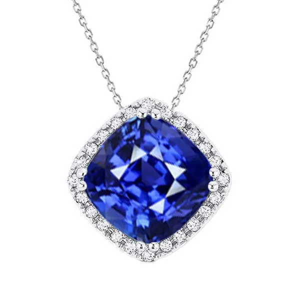 Necklaces Halo Cushion Ceylon Sapphire Ladys Pendant Gold 725 Carats HarryChadEntcom Necklaces Halo Cushion Ceylon Sapphire Ladys Pendant Gold 725 Carats HarryChadEntcom