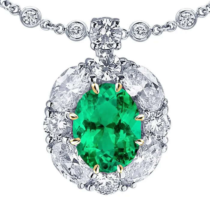 Necklaces HarryChadEntcom Natural Green Emerald Gemstone Pendant With Diamonds Necklaces HarryChadEntcom Natural Green Emerald Gemstone Pendant With Diamonds