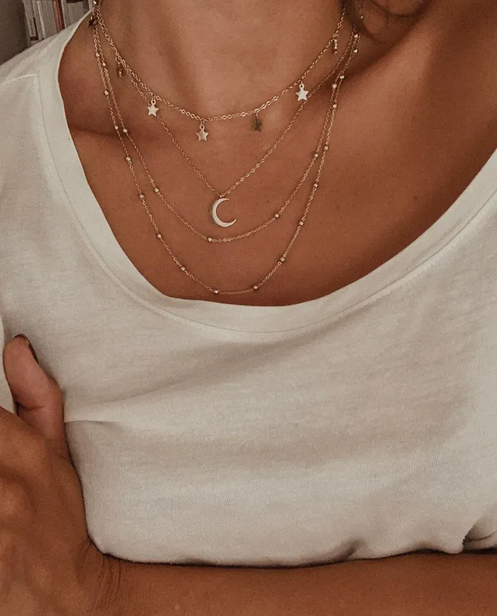 Necklaces Hey Happiness Layered Necklace Gold Necklaces Hey Happiness Layered Necklace Gold