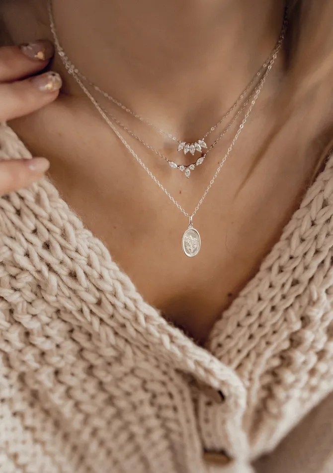 Necklaces Hey Happiness Oval Rose Pendant Sterling Silver