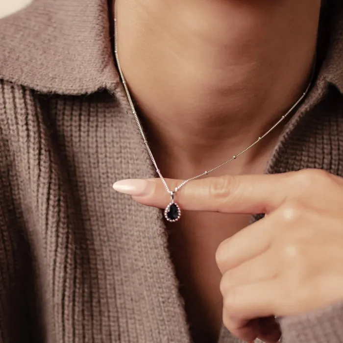 Necklaces Hey Happiness September Sapphire Birthstone Necklace Sterling Silver Necklaces Hey Happiness September Sapphire Birthstone Necklace Sterling Silver