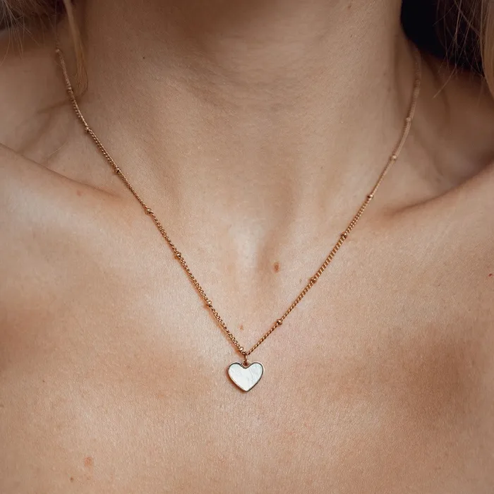 Necklaces Hey Happiness Shell Heart Pendant Chain Necklace Rose Gold Necklaces Hey Happiness Shell Heart Pendant Chain Necklace Rose Gold