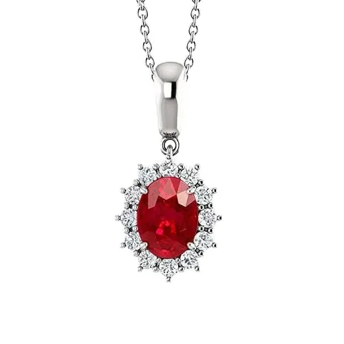Necklaces Red Oval Ruby With Natural Earth Mined Diamond Necklace Pendant 260 Carts Gold 14K GB Necklaces Red Oval Ruby With Natural Earth Mined Diamond Necklace Pendant 260 Carts Gold 14K GB
