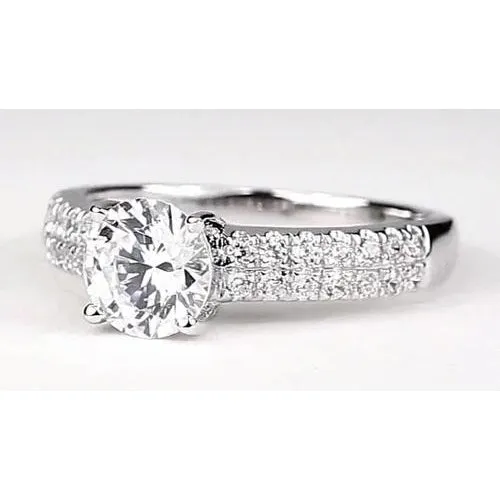 Pave Set Round Genuine Natural Earth Mined Diamond Ring White Gold 14K 225 Carats GB Rings Pave Set Round Genuine Natural Earth Mined Diamond Ring White Gold 14K 225 Carats GB Rings
