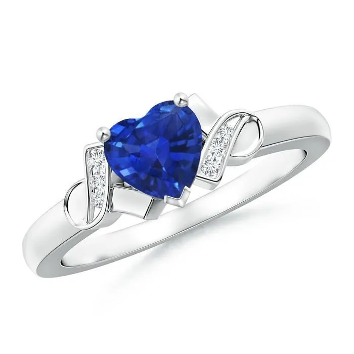 Rings 180 Carats Heart Sapphire And Natural Earth Mined Diamonds Wedding Ring White Gold 14K GB Rings 180 Carats Heart Sapphire And Natural Earth Mined Diamonds Wedding Ring White Gold 14K GB
