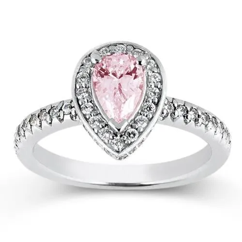 Rings 220 Carats Pear Pink Sapphire Round Natural Earth Mined Diamond Engagement Ring GB Rings 220 Carats Pear Pink Sapphire Round Natural Earth Mined Diamond Engagement Ring GB