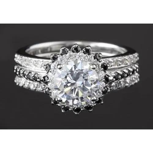 Rings 450 Carats Anniversary Ring Round Natural Earth Mined Diamond Halo GB Rings 450 Carats Anniversary Ring Round Natural Earth Mined Diamond Halo GB