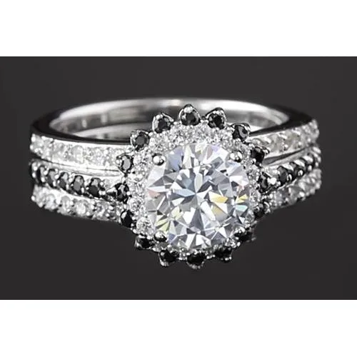 Rings 450 Carats Anniversary Ring Round Natural Earth Mined Diamond Halo GB Rings 450 Carats Anniversary Ring Round Natural Earth Mined Diamond Halo GB