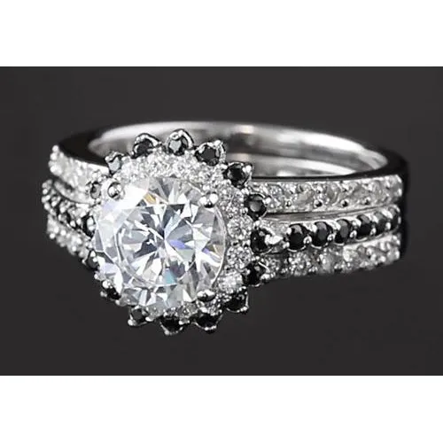 Rings 450 Carats Anniversary Ring Round Natural Earth Mined Diamond Halo GB Rings 450 Carats Anniversary Ring Round Natural Earth Mined Diamond Halo GB