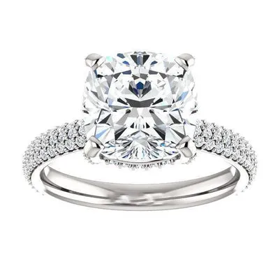 Rings 95 Ct Ladies Cushion Lab Grown Diamond Anniversary Ring 14K White Gold GB
