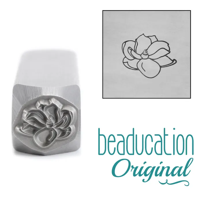 Rings DS 12 Magnolia Open Flower 1 Metal Design Stamp 10mm Beaducation Original